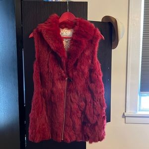 100% Genuine Rabbit Fur Lining Polyester Vest with some lace decoration inside